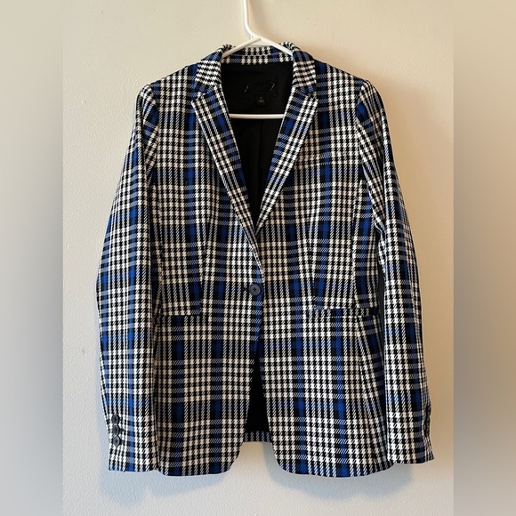 Banana Republic Long & Lean-Fit Plaid Suit Navy/White Plaid 2 Pieces Suit Sz 4 - Picture 7 of 16